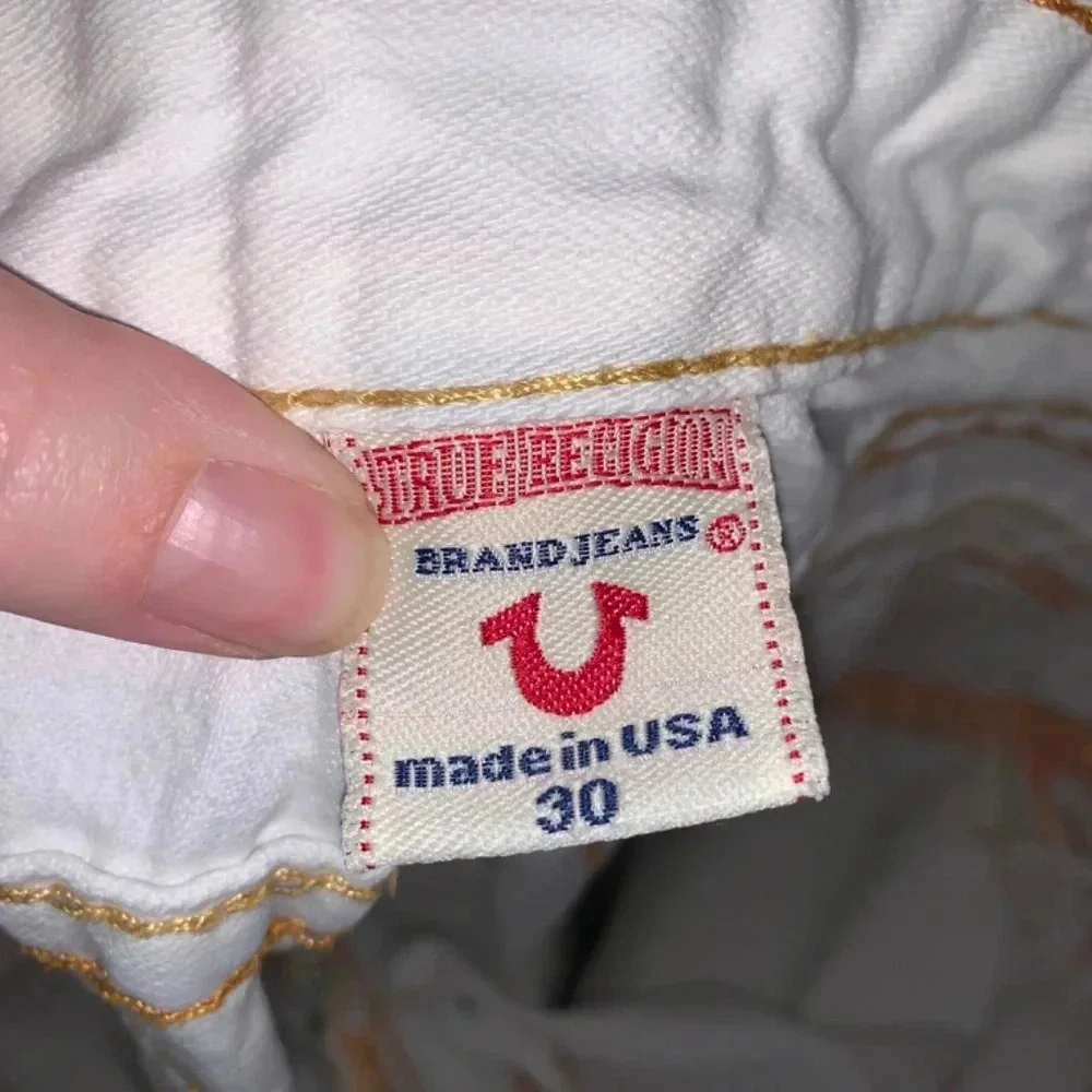 True Religion White Low Rise  Flare Distressed Jeans Y2K 30 - Picture 6 of 15